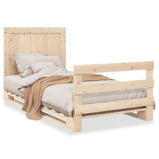 Estrutura de cama de solteiro para adultos com cabeceira 100x200cm pinho maciço Estrutura de cama de solteiro para adultos com cabeceira 100x200cm pinho maciço