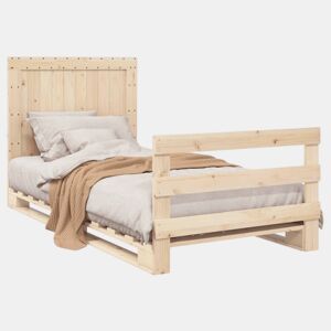 Estrutura de cama de solteiro para adultos com cabeceira 100x200cm pinho maciço