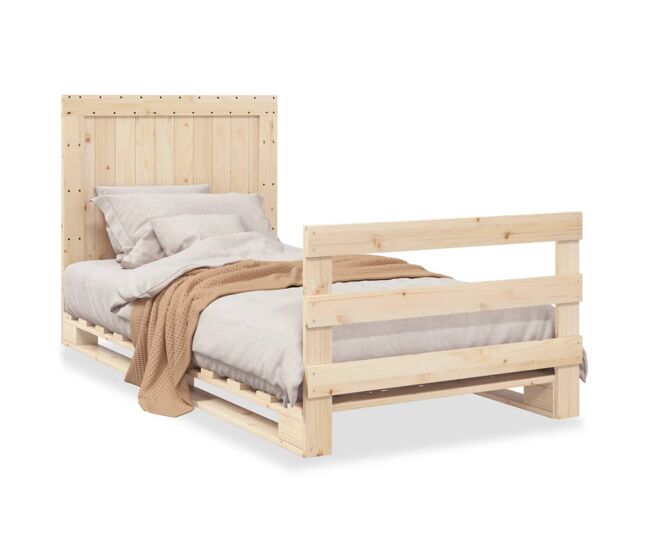 Estructura de cama individual para adultos con cabecero madera maciza pino 100x200 cm