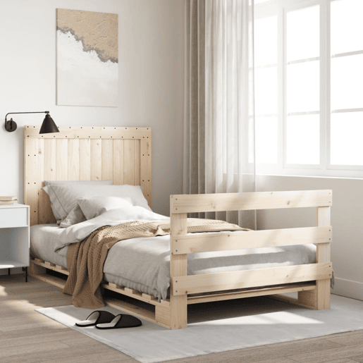 Estrutura de cama de solteiro para adultos com cabeceira 100x200cm pinho maciço Estrutura de cama de solteiro para adultos com cabeceira 100x200cm pinho maciço