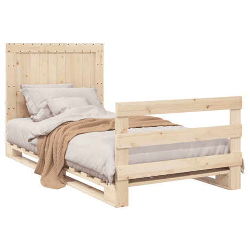 Estrutura de cama de solteiro para adultos com cabeceira 100x200cm pinho maciço Estrutura de cama de solteiro para adultos com cabeceira 100x200cm pinho maciço