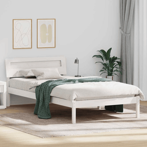Estrutura de cama de solteiro para adultos - Branco 90 x 200 cm Madeira de Pinheiro Sólida