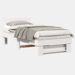 Estrutura de cama de solteiro para adultos - Branco 75 x 190 cm Madeira de Pinheiro Sólida