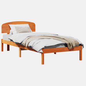 Estrutura de cama de solteiro moderno com cabeceira - Marrom Cera 90 x 190 cm