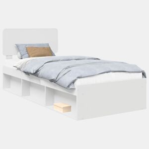 Estrutura de cama de solteiro para adultos - Branco 90 x 190 cm Madeira de Pinheiro Sólida