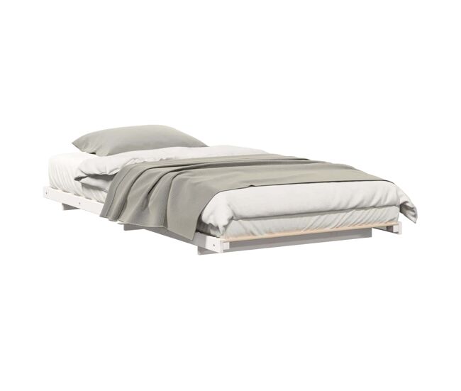 Estructura de cama individual para adultos - blanco 100 x 210 cm madera maciza de pino