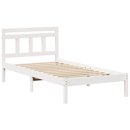 Estrutura de cama de solteiro para adultos - Branco 90 x 200 cm Madeira de Pinheiro Sólida