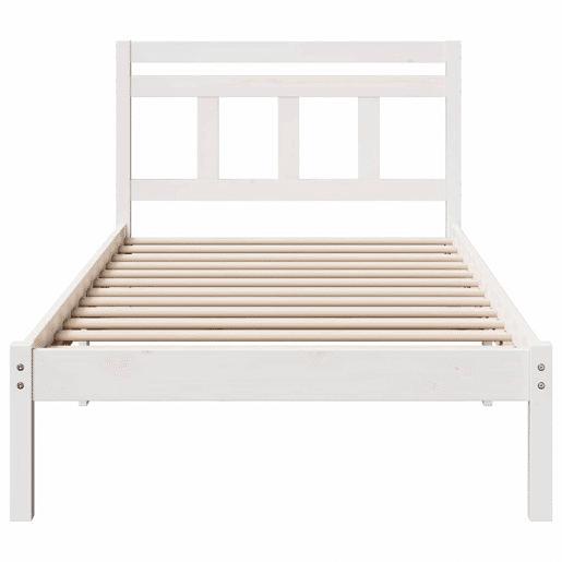 Estrutura de cama de solteiro para adultos - Branco 90 x 200 cm Madeira de Pinheiro Sólida
