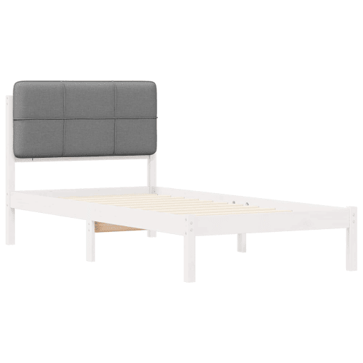 Estrutura de cama de solteiro simple com Cabeceira Estofada Cinzento-claro