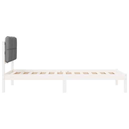 Estrutura de cama de solteiro simple com Cabeceira Estofada Cinzento-claro