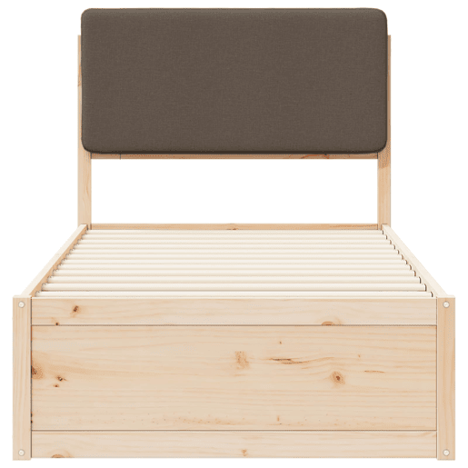 Estrutura de cama de solteiro Design com Cabeceira Estofada Cinzento-acastanhado