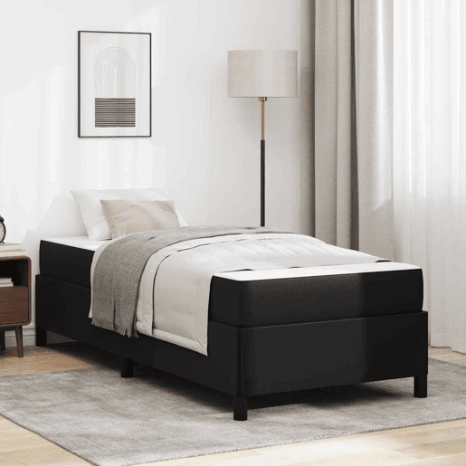 Estrutura de cama de solteiro para adultos com colchão - Preto 100 x 200 cm tecido