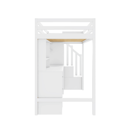 Beliche infantil 90x200 cm - com secretária, armário, escada, gavetas, branco