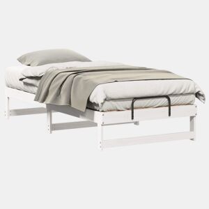 Estrutura de cama de solteiro para adultos - Branco 75 x 190 cm Madeira de Pinheiro Sólida
