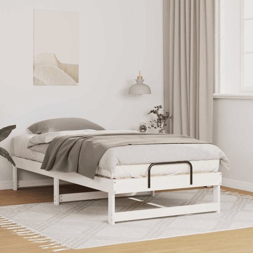 Estrutura de cama de solteiro para adultos - Branco 75 x 190 cm Madeira de Pinheiro Sólida