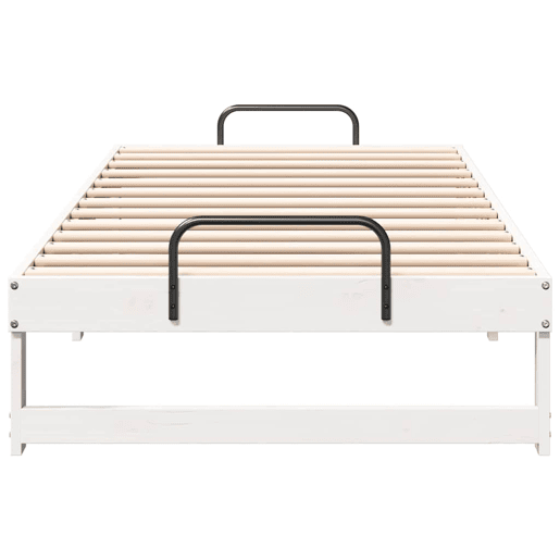 Estrutura de cama de solteiro para adultos - Branco 75 x 190 cm Madeira de Pinheiro Sólida
