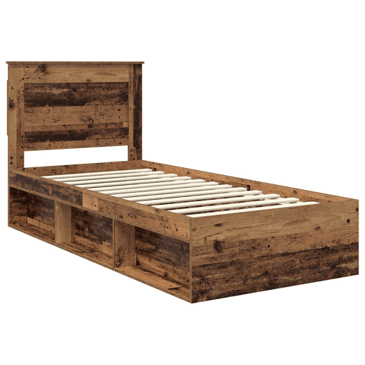 Estrutura de cama de solteiro para adultos com cabeceira Madeira antiga 90 x 200 cm