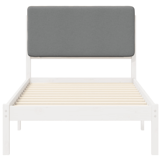 Estrutura de cama de solteiro simple com Cabeceira Estofada Cinzento-claro