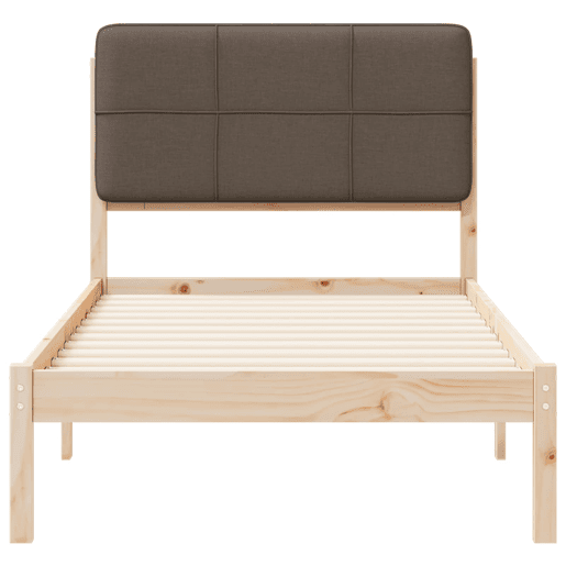 Estrutura de cama de solteiro Design com Cabeceira Estofada Cinzento-acastanhado