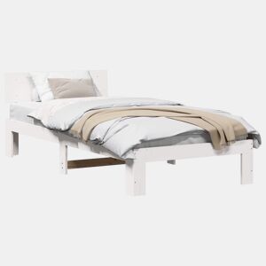 Estrutura de cama de solteiro para adultos - Branco 80 x 200 cm Madeira de Pinheiro Sólida