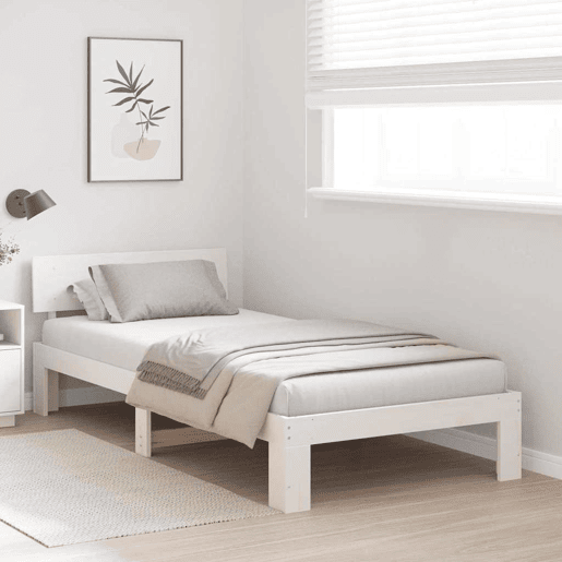 Estrutura de cama de solteiro para adultos - Branco 80 x 200 cm Madeira de Pinheiro Sólida