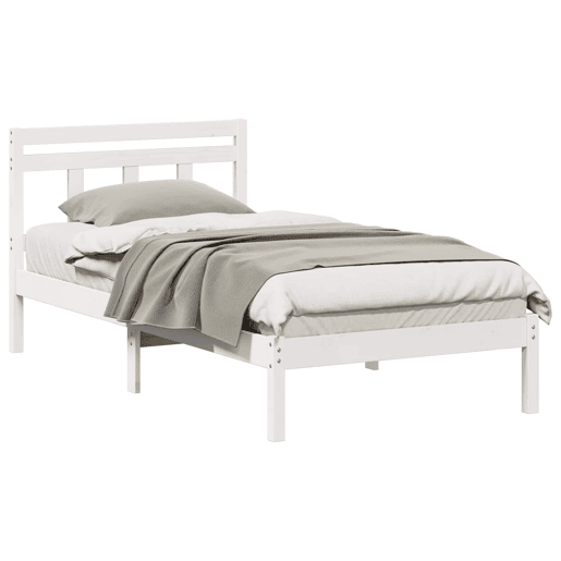 Estrutura de cama de solteiro para adultos - Branco 80 x 200 cm Madeira de Pinheiro Sólida
