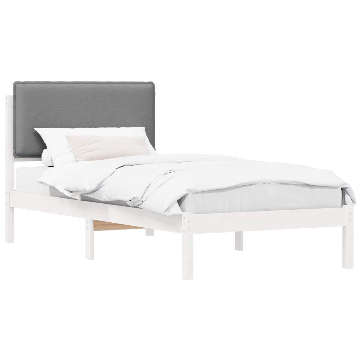 Estructura de cama simple para adultos 85x205 Blanco/ Gris Claro