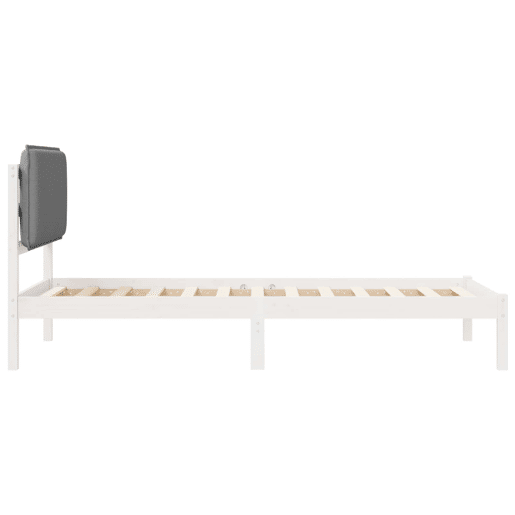 Estrutura de cama de solteiro simple com Cabeceira Estofada Cinzento-claro