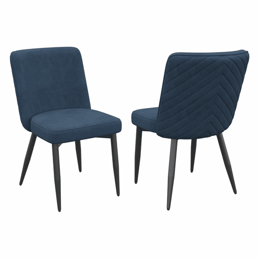 Cadeiras de sala de jantar 2 unidades - confortáveis e respiráveis, estilo moderno, veludo - azul escuro
