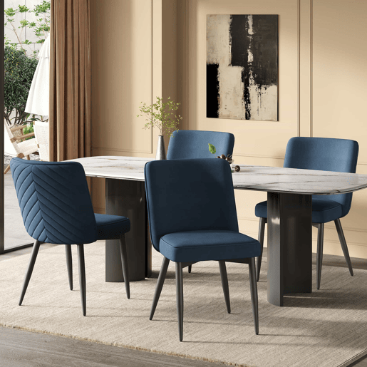 Cadeiras de sala de jantar 2 unidades - confortáveis e respiráveis, estilo moderno, veludo - azul escuro