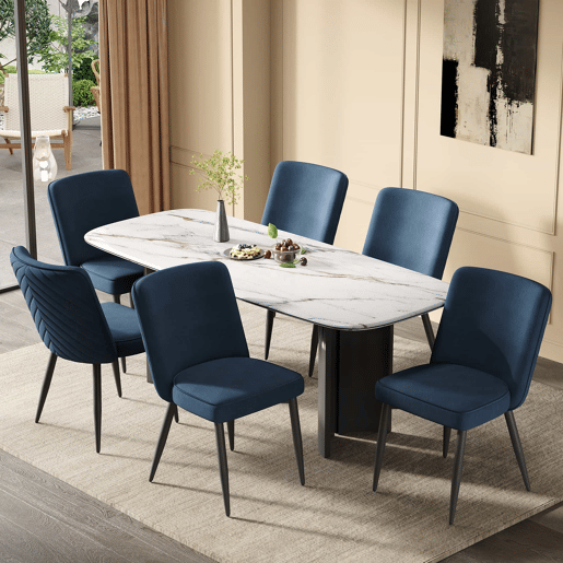 Cadeiras de sala de jantar 2 unidades - confortáveis e respiráveis, estilo moderno, veludo - azul escuro