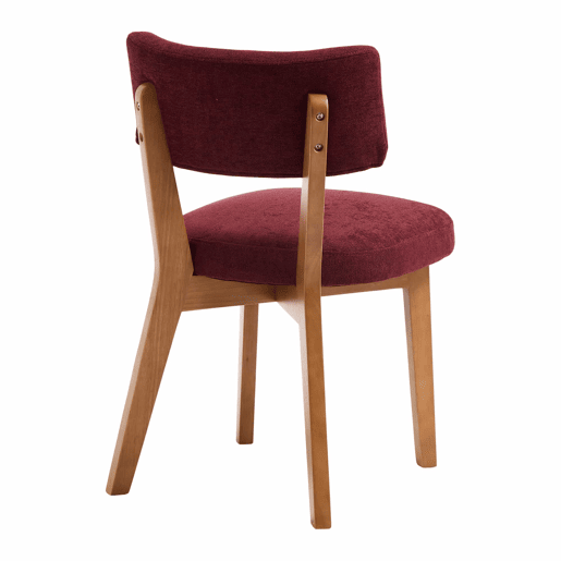 Cadeira de jantar (2 unidades) - estilo moderno mid-century, pernas de madeira, assento estofado - vermelho vinho