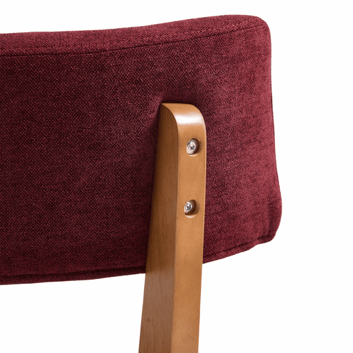 Cadeira de jantar (2 unidades) - estilo moderno mid-century, pernas de madeira, assento estofado - vermelho vinho