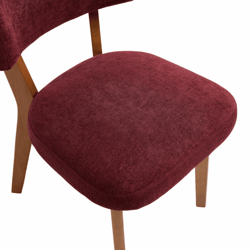 Cadeira de jantar (2 unidades) - estilo moderno mid-century, pernas de madeira, assento estofado - vermelho vinho