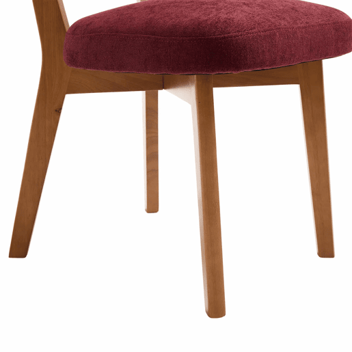 Cadeira de jantar (2 unidades) - estilo moderno mid-century, pernas de madeira, assento estofado - vermelho vinho