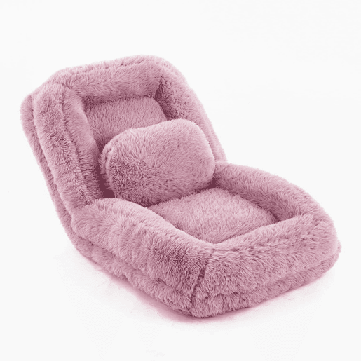 Sofá-cama tipo humano com 5 posições - ajustável, para jogos, meditação e relaxamento, tecido felpudo - Rosa