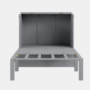 Cama rebatível 90x200 cm - Cama de parede com estrado, cama vertical, para jovens - Cinza
