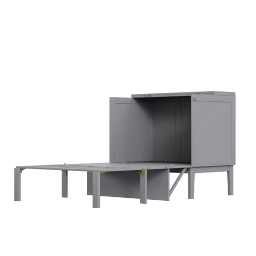 Cama rebatível 90x200 cm - Cama de parede com estrado, cama vertical, para jovens - Cinza