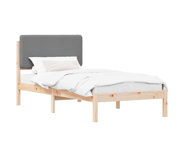 Estructura de cama simple para adultos con cabecera - tapizada gris claro 90 x 200 cm