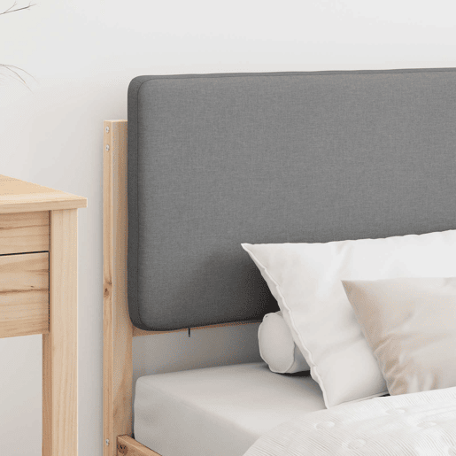 Estrutura de cama de solteiro simple com Cabeceira Estofada Cinzento-claro