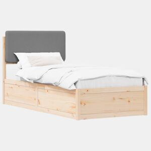 Estrutura de cama de solteiro simple com Cabeceira Estofada Cinzento-claro
