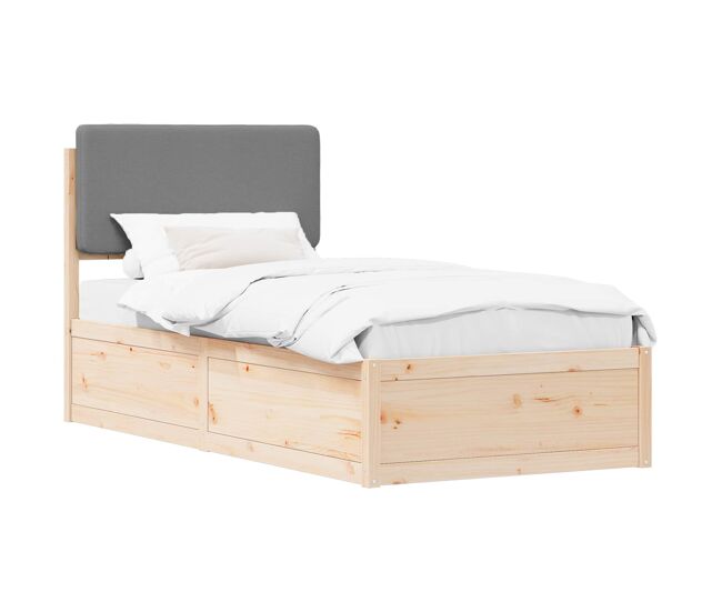 Estructura de cama simple para adultos con cabecera - tapizada gris claro 75 x 190 cm
