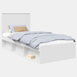 Estrutura de cama de solteiro para adultos - Branco 90 x 200 cm Madeira de Pinheiro Sólida