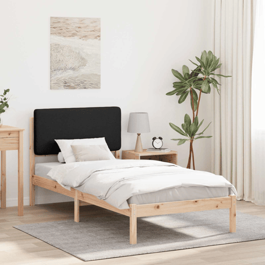 Estrutura de cama de solteiro para adultos com Cabeceira Estofada Preto 90 x 200 cm