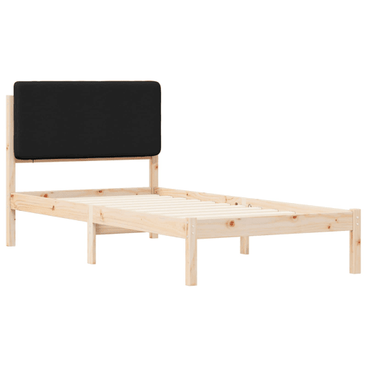 Estrutura de cama de solteiro para adultos com Cabeceira Estofada Preto 90 x 200 cm