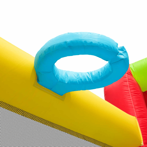 Castelo insuflável com soprador - parque aquático multifuncional + trampolim para crianças, escorregador, parede de lançamento, aro de basquetebol, parede de escalada - Azul