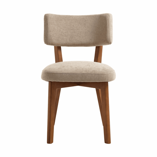Cadeira de jantar (2 unidades) - estilo moderno mid-century, pernas de madeira, assento estofado - cáqui Cadeira de jantar (2 unidades) - estilo moderno mid-century, pernas de madeira, assento estofado - cáqui