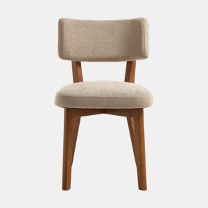 Cadeira de jantar (2 unidades) - estilo moderno mid-century, pernas de madeira, assento estofado - cáqui