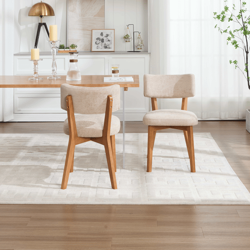 Cadeira de jantar (2 unidades) - estilo moderno mid-century, pernas de madeira, assento estofado - cáqui Cadeira de jantar (2 unidades) - estilo moderno mid-century, pernas de madeira, assento estofado - cáqui