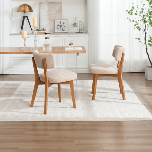 Cadeira de jantar (2 unidades) - estilo moderno mid-century, pernas de madeira, assento estofado - cáqui Cadeira de jantar (2 unidades) - estilo moderno mid-century, pernas de madeira, assento estofado - cáqui
